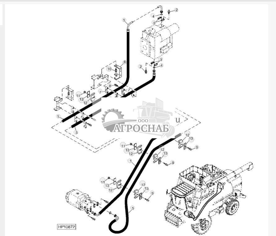 ШЛАНГИ ГИДРОСТАТИЧЕСКОГО ПРИВОДА (ПРИВОД НА ДВА КОЛЕСА) 